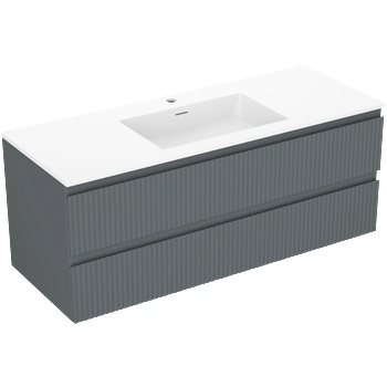 Mexen Rivel шкаф за баня 120 см с мивка Otis, 2 чекмеджета, оребрена, графит (91A20-12047-2-BFF66-W18M01)