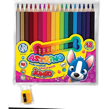 AS312221002 Цветни кръгли моливи Astrino jumbo 18 цвята + острилка (AS312221002)