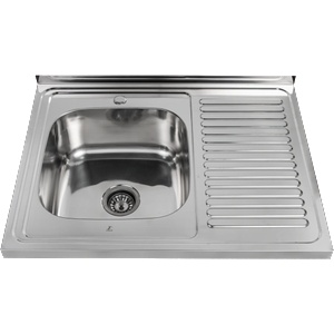 Inter Ceramic Кухненска мивка 8060A 20 L, Inter Ceramic, неръждаема стомана, ляв плот, 80x60см (8060A-20L) Мивка за вграждане