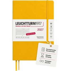 Leuchtturm1917 Daily Calendar 2027 Medium (A5) - German, Sunflower, 145 x 210 mm, January-December (12 months), 1 page per day, hourly grid 7: 00 a. m. - 10: 00 p. m. , hardcover, 80 g/m2 paper - 400160 (400160)