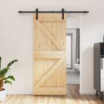 vidaXL Преплъзваща се врата 85 x 210 cm Естествено и черно (3444895)