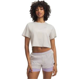 Under Armour Дамска фланелка с къс ръкав Under Armour Womens Explor Trail Run Short Sleeve Performance Top - White/Purple
