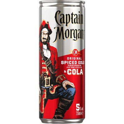 CAPTAIN MORGAN SPICED & COLA 6.4% 5% 0,25 l (holá láhev)