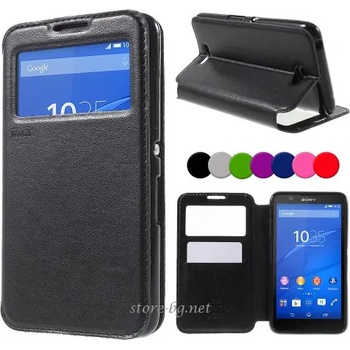 Image 1 of Sony Xperia E4 Window Wallet Кожен Калъф и Протектор