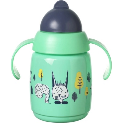 Tommee Tippee SuperStar Зелената Неразливаща се Чаша със Сламка и Дръжки - 300 мл, 6м+ (Trainer Straw)