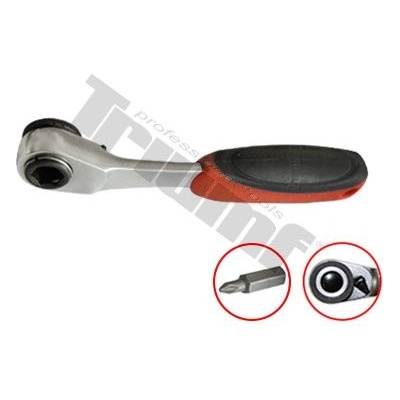 TRIUMF Mini račňa 1/4" 72 zubová, na bity, úzka,rotačné koliesko dvojkomponentná rukoväť