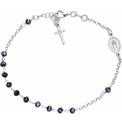 Bealio 11609 stříbrný náramek DESÁTEK černý křišťál 18+2 cm 03-11609-3552