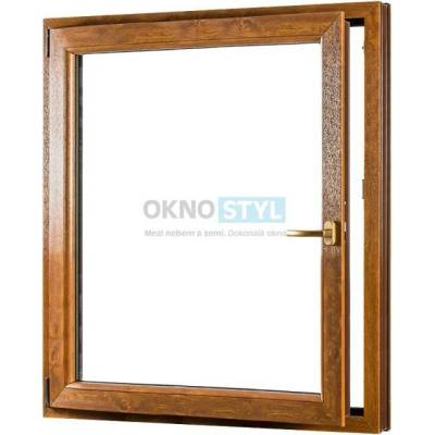 OKNOSTYL.cz jednokřídlé plastové okno otvíravo-sklopné levé REHAU 11000 x 14000 mm Bílá / Zlatý dub