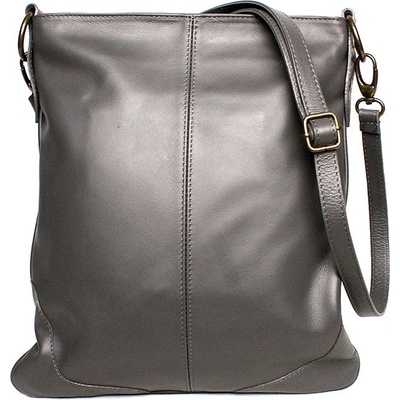 Vera Pelle no. 5509 velká tmavěkožená crossbody kabelka šedá