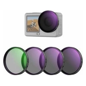 NEEWER CPL + ND Filter Set Compatible with DJI Osmo Action 6 only, Pack of 4 ND8/16/32 Adjustable Circular Polarizing Filter Gray Filter, Snap On Multi-Coated HD Action Cam Photography Accessories FL-B1