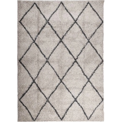 Шаги килим с дълъг косъм, модерен, бежов и антрацит, 240x340 cm