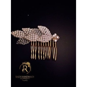 Image 1 of Radi handmade Гребенче с бели перли листа (541)