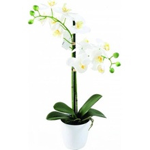 Umělá květina Orchidej bílá DELUXE, 55cm