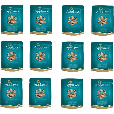Applaws Cat Filet z tuniaka sardely a riasy 12 x 70 g
