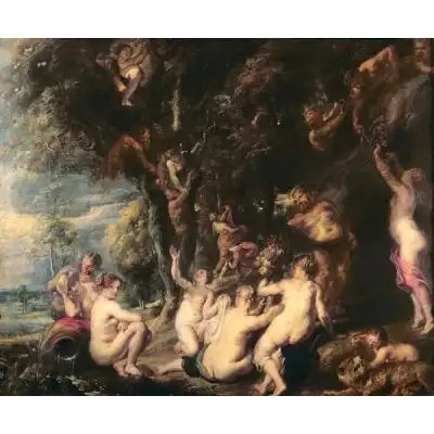 Obrazy - Rubens, Peter Paul: Nympfy a Satyr - reprodukce obrazu