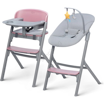 KinderKraft SELECT-Детско столче за хранене LIVY Premium Aster розов + шезлонг CALMEE (AG0812)