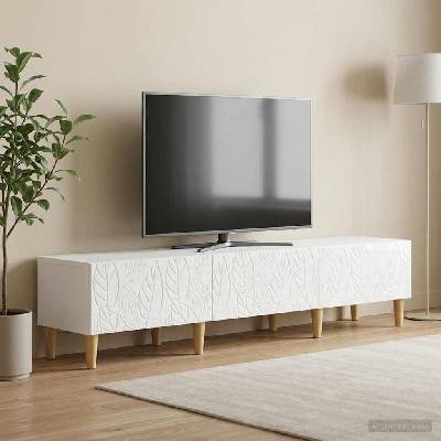 vidaXL ТВ шкаф 147 x 34, 5 x 30 см Бял гланц Инженерна дървесина (895169)