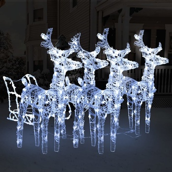 Shumee Vianočná dekorácia so sobmi a saňami 320 LED akryl