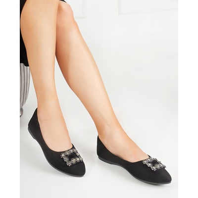 Resti Black women's eco-suede ballerinas with Linselisa decoration