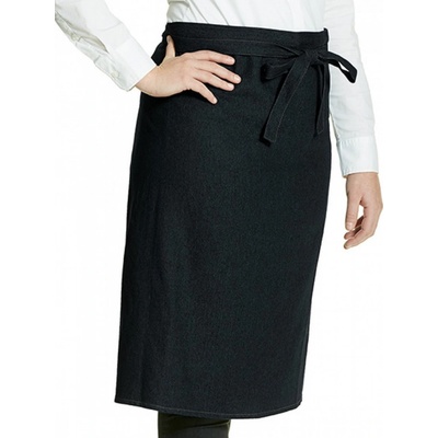 Link Kitchen Wear Kuchařská džínová zástěra se šněrováním Černá X989