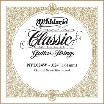 D'Addario NYL024W Единична струна за китара (NYL024W)