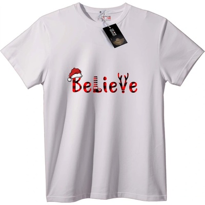 NOONEBRAND Тениска Вярвай с шапка на Дядо Коледа - 6XL, Black