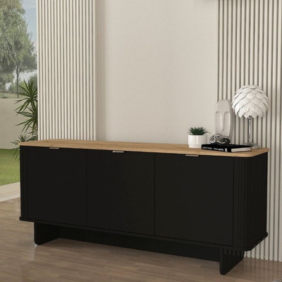 TopMebel Меламиново конзолно бюро Bohema в черен - цвят сепет дъб 180x47x76.6см