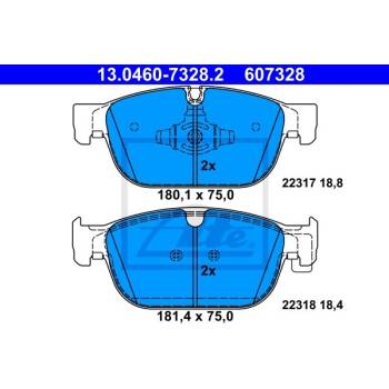 Sada brzdových platničiek, vždy 4 kusy v sade ATE 13.0460-7328.2 (13046073282)
