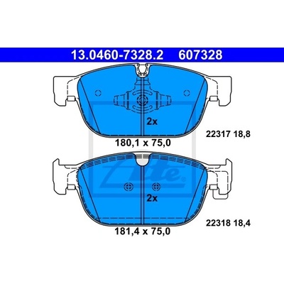 Sada brzdových platničiek, vždy 4 kusy v sade ATE 13.0460-7328.2 (13046073282)