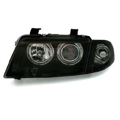 Кристални фарове за Audi A4 Angel Eyes (1995-1998) - черни