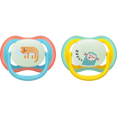 Philips Залъгалки Philips Avent - Ultra Air Night, 18 м, 2 броя, маймунка/леопард (SCF376/32)