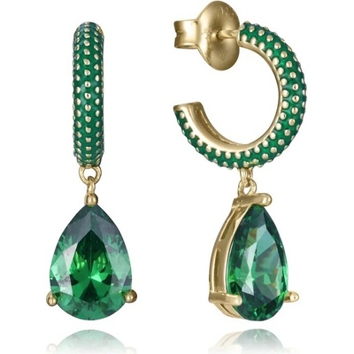 Viceroy Úchvatné pozlátené náušnice so zelenými zirkónmi 15122E100-32