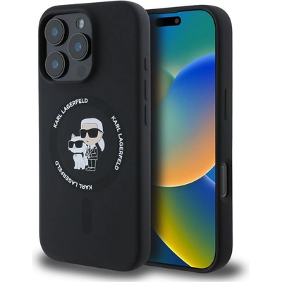 Karl Lagerfeld Liquid Silicone Karl and Choupette MagSafe pre iPhone 16 Pro Black