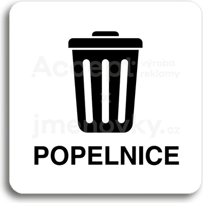 ACCEPT Piktogram popelnice III - bílá tabulka - černý tisk bez rámečku