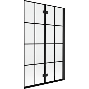 Mexen Mist параван за вана 2-крилен десен 110 х 150 см, черна решетка, черен - 8A9-110-002-70-77-P (8A9-110-002-70-77-P)