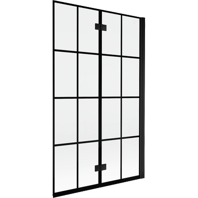 Mexen Mist параван за вана 2-крилен десен 110 х 150 см, черна решетка, черен - 8A9-110-002-70-77-P (8A9-110-002-70-77-P)