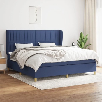 vidaXL Боксспринг легло с матрак, синьо, 200x200 см, плат (3128715)