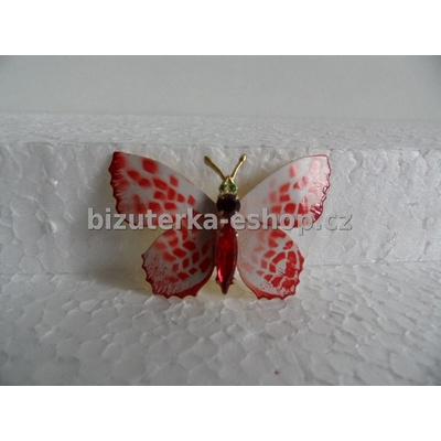 Bizuterka-eshop.cz brož motýl bílo červená BZ-04220