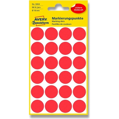 Avery Zweckform Etikety na různá značení 96 ks červené 18 mm kulaté 3004
