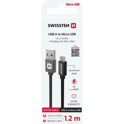 Swissten 71521201 USB/USB-C, 1,2m, černý