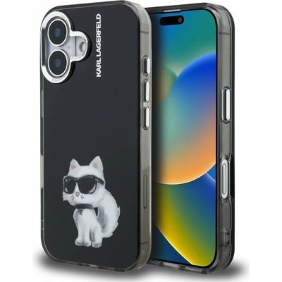 Karl Lagerfeld IML Aquarelle Choupette zadný kryt pre iPhone 16 Black