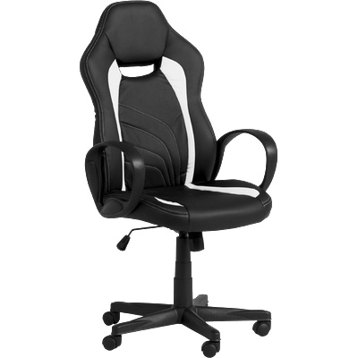 Bittel Геймърски стол Carmen 7525, До 130 кг, Еко кожа, Регулиране на люлеенето, Полипропиленови колелца, Черен/бял