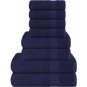 vidaXL Комплект кърпи FROGN от 8 части тъмносин 360 г/м2 (137066)