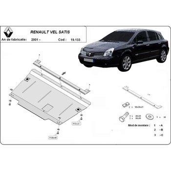 Scut Motor - Румъния Метална кора под двигател и скоростна кутия renault vel satis от 2001 до 2009 (73819)