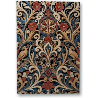 Plakát – Ornament s ptáky a rozetou 90 × 135 cm Bez rámu Ne Bez rámu