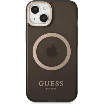 GUESS Translucent MagSafe Case - хибриден удароустойчив кейс с MagSafe за iPhone 13 (черен)