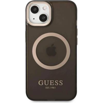 GUESS Translucent MagSafe Case - хибриден удароустойчив кейс с MagSafe за iPhone 13 (черен)