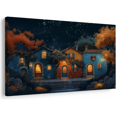 Obraz vánoční vesnička pod hvězdami - 60x40