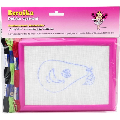 Beruška Dětské vyšívání v rámečku hruška Růžová