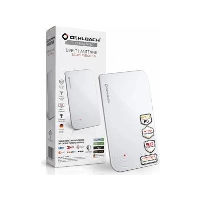 Oehlbach Scope Vision 5G DVB-T2 HD antenna - digital indoor antenna - active DVB-T amplifier - successor to our test winner - with 5G filter - white - 17235